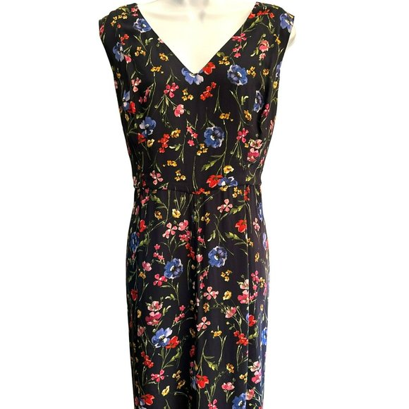 Hobbs London Women's Navy Laura Floral Jumpsuit Size 14 Sleeveless Wide Leg - Picture 2 of 6